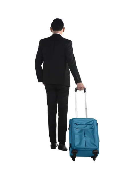 Business man walking with suitcase — Stock Photo, Image