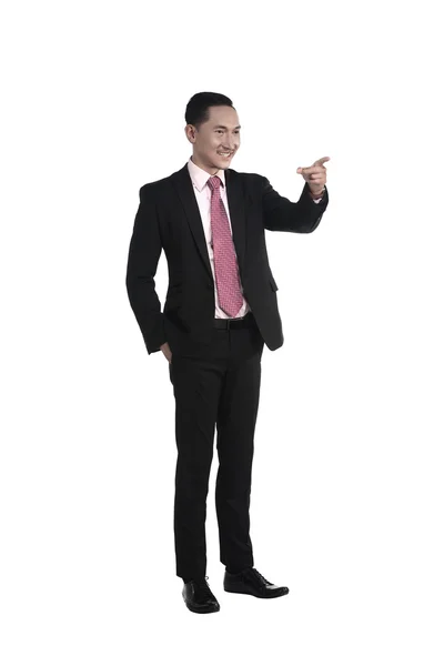 Asian business man pointing something — Stock Photo, Image