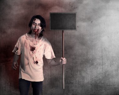 Ürpertici erkek zombi holding ahşap yönetim kurulu