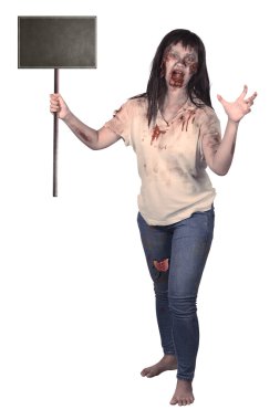 Ürkütücü kadın zombi holding ahşap yönetim kurulu
