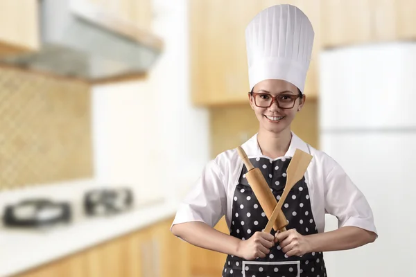 Mujer joven chef —  Fotos de Stock