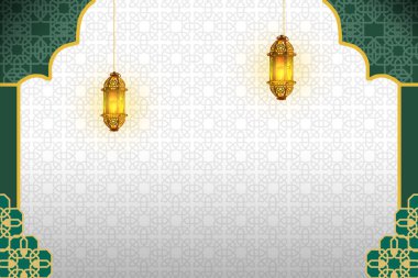 Altın fenerler, karmaşık geometrik desenler ve geleneksel bir kemer çerçevesi içeren zarif bir İslami arkaplan. Ramazan, bayram ve dini kutlamalar için mükemmel.