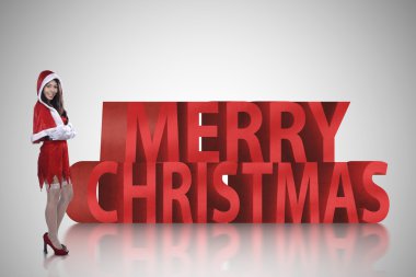 kadın metinle merry christmas 3d