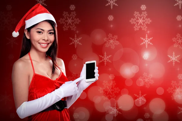 Mujer asiática en traje de santa claus —  Fotos de Stock