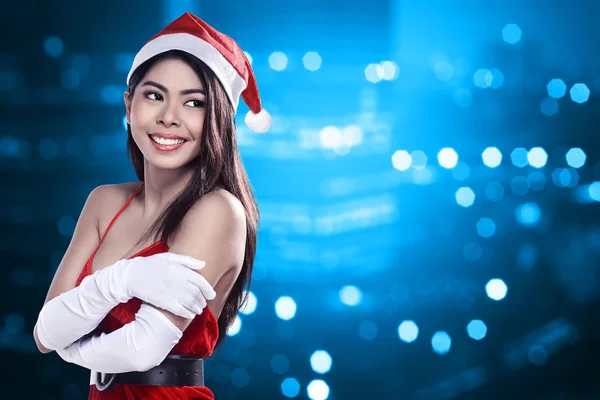 Mulher asiática em santa claus traje — Fotografia de Stock