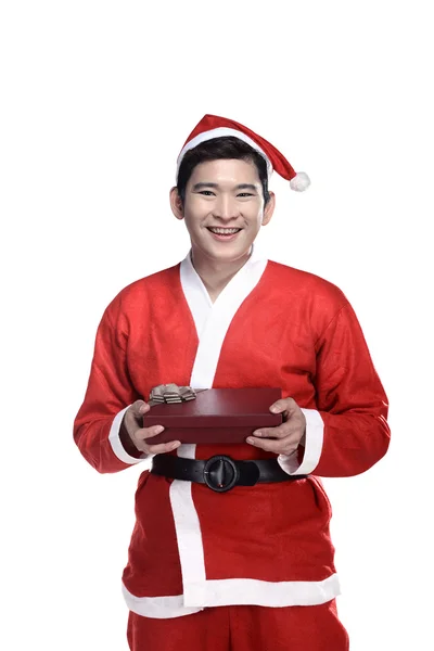 Aziatisch mens in santa claus kostuum — Stockfoto