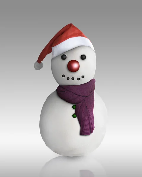 Снеговик в шляпе Санты — стоковое фото
