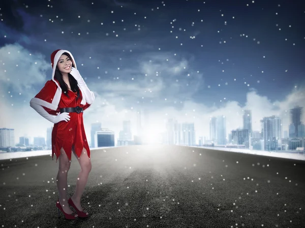 Asiatique femme en santa claus costume — Photo