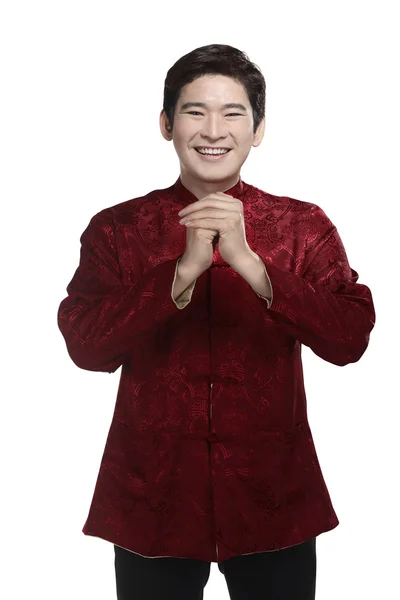 Hombre chino con traje de cheongsam — Foto de Stock