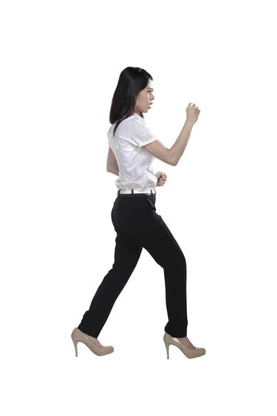 Asian businesswoman doing fight stance — Stock Photo, Image