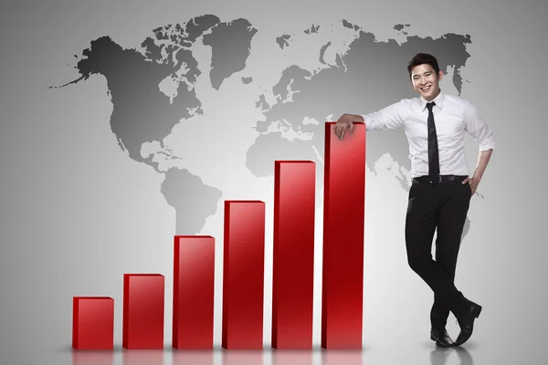 Businessman lean on graph — Stock Photo, Image