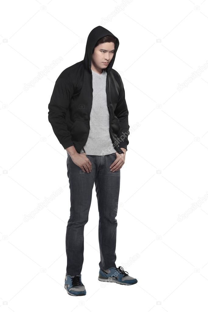 Asian man in hoodie shirt