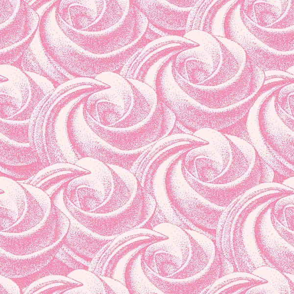 Padrão sem costura, merengues cor-de-rosa, marshmallow. Vetor em retro gráfico vintage. doçura, bolo doce, sobremesa. para café, doce loja, confeitaria. —  Vetores de Stock