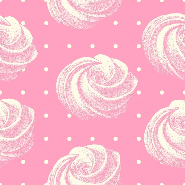 Αδιάλειπτη Μοτίβο Ευάερα Γαλλικά Μπισκότα Μαρέγκες Twirls Marshmallow Zephyr Διάνυσμα — Διανυσματικό Αρχείο