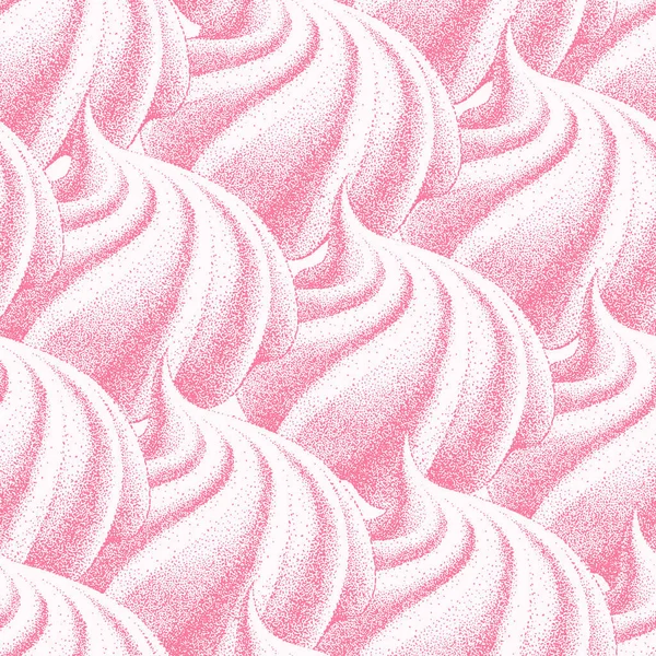 Seamless pattern, pink meringues, marshmallow. Vector in graphic vintage retro. sweetness, sweet cake, dessert. for cafe, sweet shop, confectionery. — Stock Vector