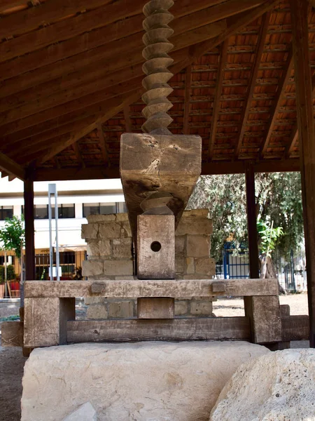 Rekonstrukce Lisu Olivový Olej Byzantského Období Století Limassol Kypr — Stock fotografie