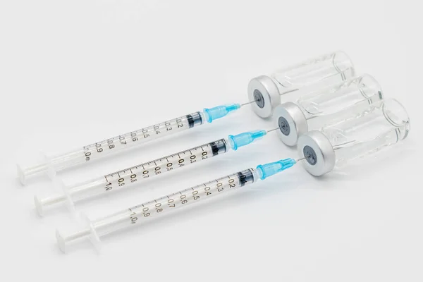 Seringues Aiguilles Médicales Pour Injection Hypodermique Sur Comptoir Marbre Seringue — Photo