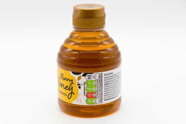Irvine Skotlandia Inggris Januari 2021 Sainsburys Botol Bermerek Runny Honey — Stok Foto
