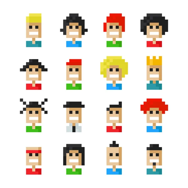 Pixel avatar iconos — Vector de stock