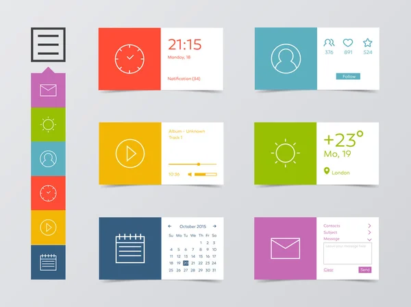 Płaskie Mobile Web Ui Kit — Wektor stockowy