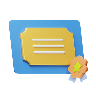 Sertifikalar şeffaf arkaplanda izole edilmiş modern 3d illüstrasyon