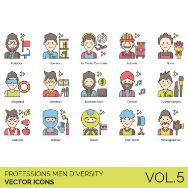 Meslek Farklılığı Simgeleri: Muhasebeci, Aktör, Hava Trafik Kontrolörü, Hayvan Eğitmeni, Mimar, Sanatçı, Yardımcı, Astronot, Astronom, Sporcu, Baker, Banker, Otobüs Şoförü, İş Dünyası