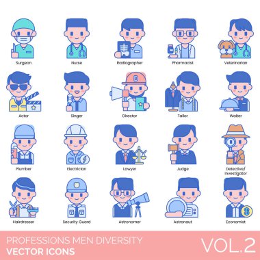 Meslek Farklılığı Simgeleri: Muhasebeci, Aktör, Hava Trafik Kontrolörü, Hayvan Eğitmeni, Mimar, Sanatçı, Yardımcı, Astronot, Astronom, Sporcu, Baker, Banker, Otobüs Şoförü, İş Dünyası 