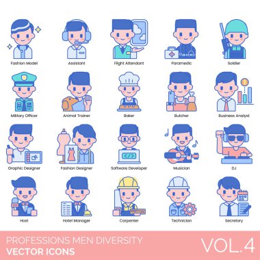 Meslek Farklılığı Simgeleri: Muhasebeci, Aktör, Hava Trafik Kontrolörü, Hayvan Eğitmeni, Mimar, Sanatçı, Yardımcı, Astronot, Astronom, Sporcu, Baker, Banker, Otobüs Şoförü, İş Dünyası 