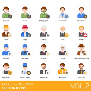 Meslek Simgeleri: Muhasebeci, Aktör, Hava Trafik Denetçisi, Hayvan Eğitmeni, Mimar, Sanatçı, Astronot, Astronot, Astronom, Sporcu, Baker, Banker, Otobüs Şoförü, İş Analisti