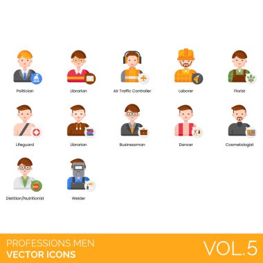 Meslek Simgeleri: Muhasebeci, Aktör, Hava Trafik Denetçisi, Hayvan Eğitmeni, Mimar, Sanatçı, Astronot, Astronot, Astronom, Sporcu, Baker, Banker, Otobüs Şoförü, İş Analisti