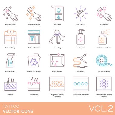 tattoo studio icons set for web use, simple design vector illustration