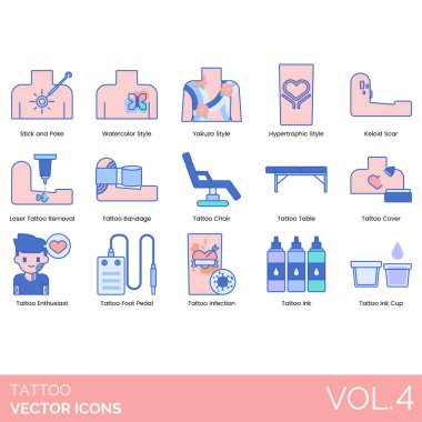 tattoo studio icons set for web use, simple design vector illustration