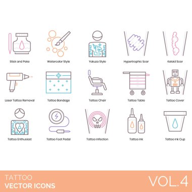 tattoo studio icons set for web use, simple design vector illustration