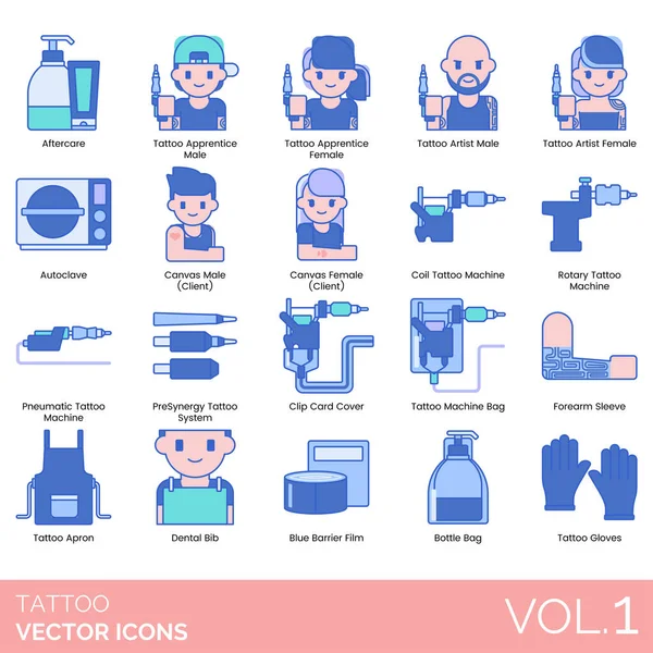 tattoo studio icons set for web use, simple design vector illustration