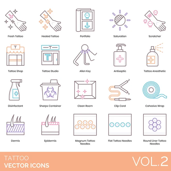 tattoo studio icons set for web use, simple design vector illustration