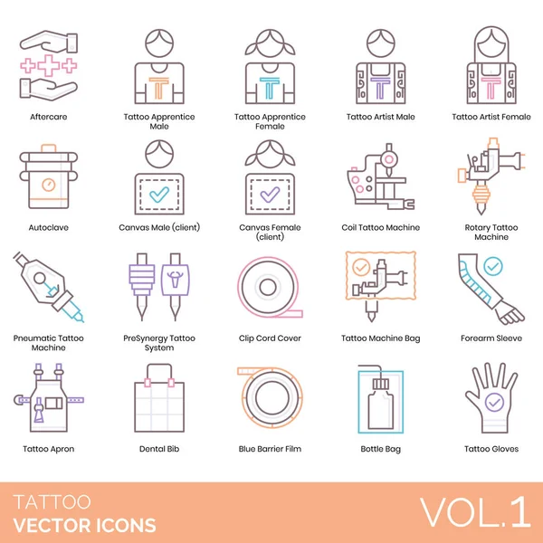 tattoo studio icons set for web use, simple design vector illustration