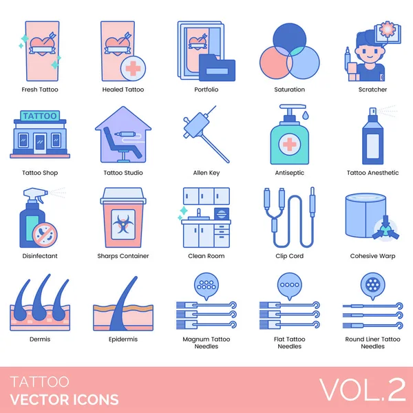 tattoo studio icons set for web use, simple design vector illustration