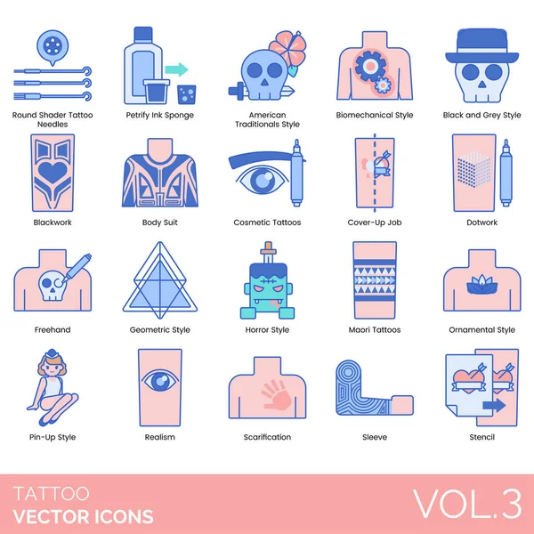 tattoo studio icons set for web use, simple design vector illustration
