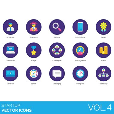 Web kullanımı için başlangıç simgeleri, basit tasarım vektör illüstrasyonu