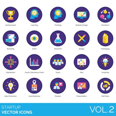 Web kullanımı için başlangıç simgeleri, basit tasarım vektör illüstrasyonu