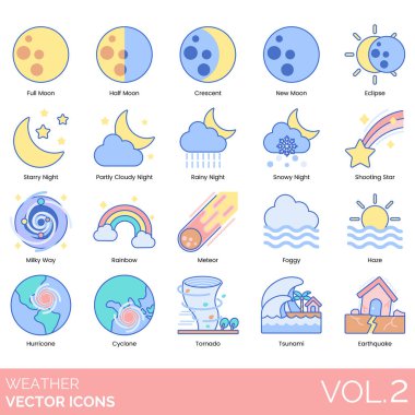 Web kullanımı için hava simgeleri, basit tasarım illüstrasyonu