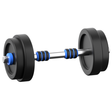 Şeffaf arkaplanda izole edilmiş web kullanımı için Barbell 3d biçim illüstrasyonu