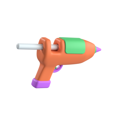 Saydam arkaplanda izole edilmiş web kullanımı için Yapıştırıcı Silahı 3d biçim illüstrasyonu