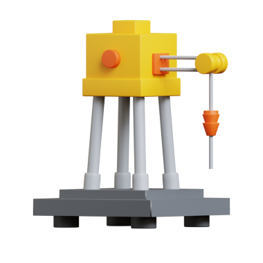 Oil Rig 3d style illustration for web use isolated on transparent background