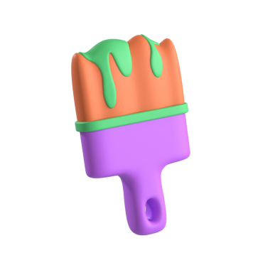 Saydam arkaplanda izole edilmiş web kullanımı için boya fırçası 3d biçim illüstrasyonu