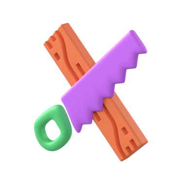 Woodworking Tools 3d style illustration for web use isolated on transparent background