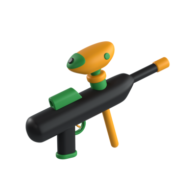 Paintball Gun 3d karikatür çizimi şeffaf arkaplanda izole edildi