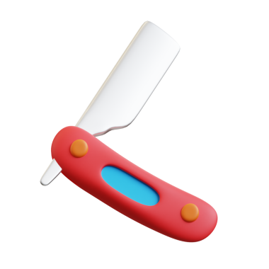 Ustura 3d karikatür çizimi şeffaf arkaplanda izole edildi