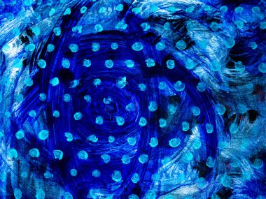 Yıldızlı Gece Modeline Benzeyen Turkuaz Noktalı Soyut Mavi Boya