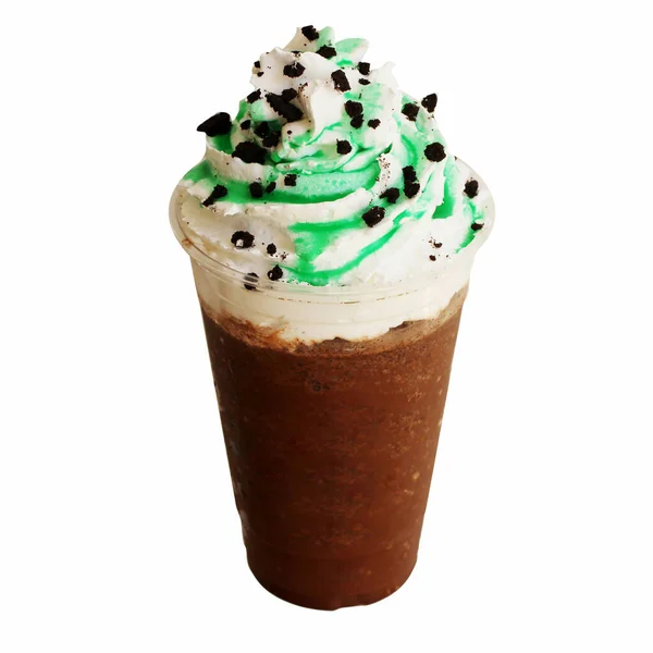 Mint chocolate frappe isolated on white background — Φωτογραφία Αρχείου